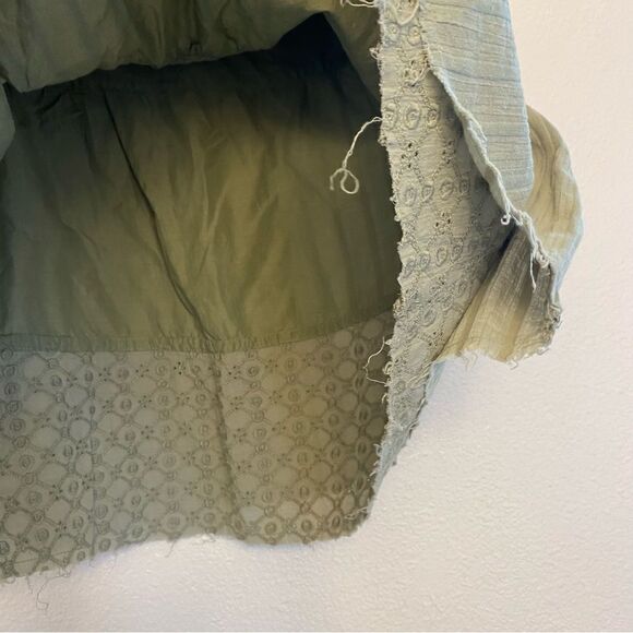Fossil sage olive green lace eyelet bohemian cotton skirt- 6 Large - Picture 4 of 11